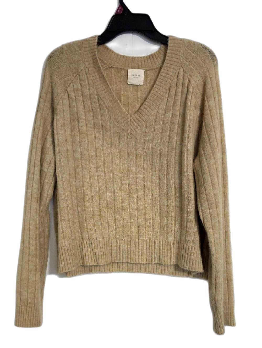 & Other Stories Ribbed V-Neck Sweater in Light Beige